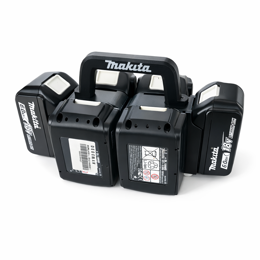 Suport pentru baterii Makita 18V – organizator cu mâner de transport (6 baterii)