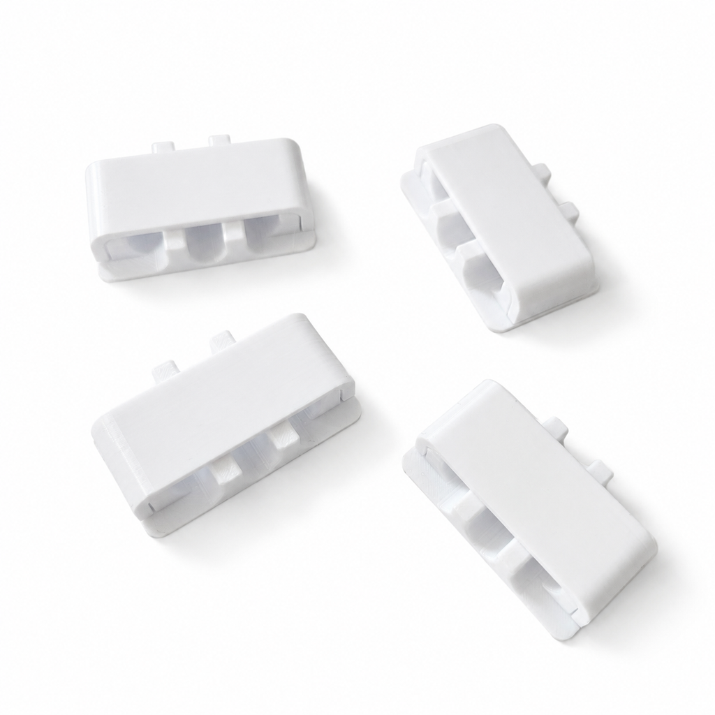 Set 4 bucăți organizator cabluri 3 locașuri pentru birou, setup PC și rețea